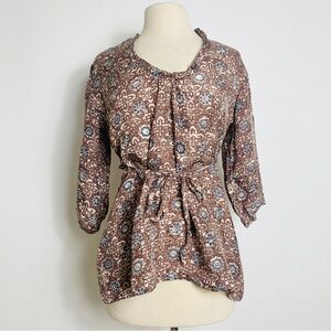 Matta NYC 3/4 sleeve tie waist blouse